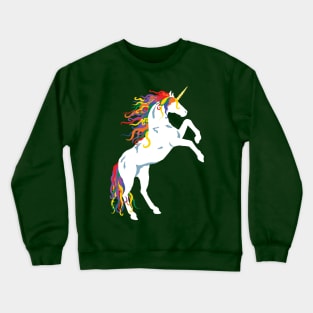 Rainbow Maned White Unicorn Crewneck Sweatshirt